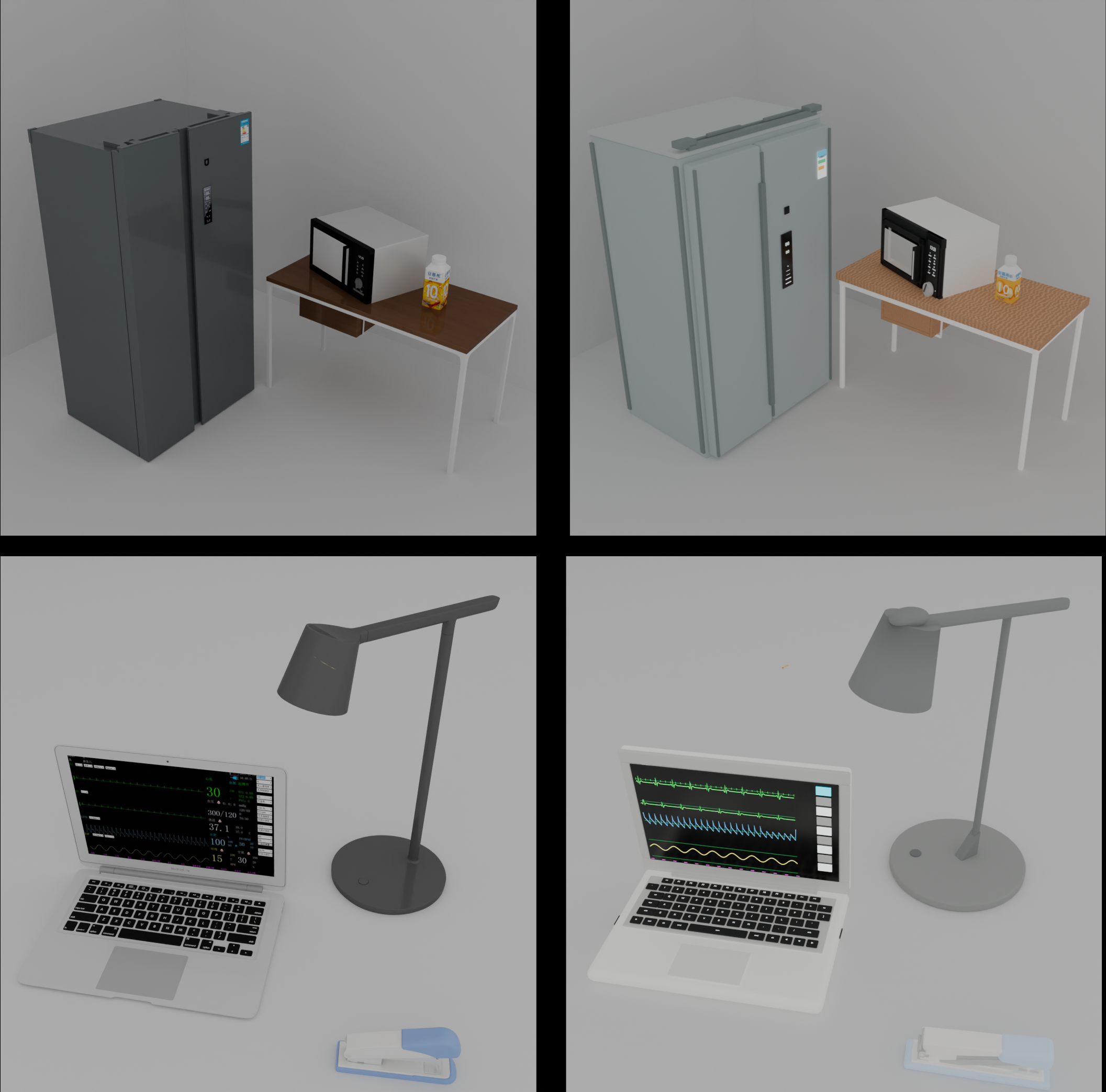 Scene-level reconstruction comparison showing input and ours results.